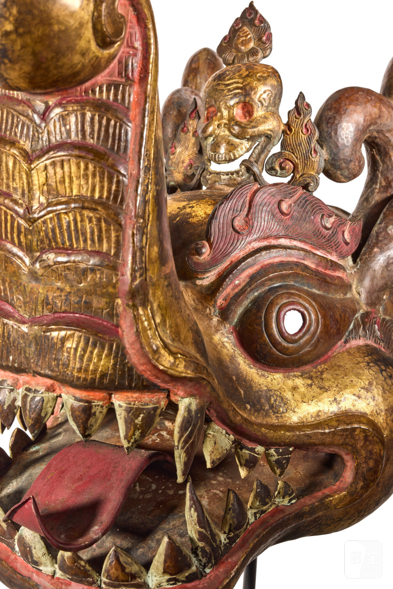 TÊTE DE MAKARA EN BRONZE PARTIELLEMENT DORÉ ET POLYCHROME  TIBET, XIXE SIÈCLE - 图6